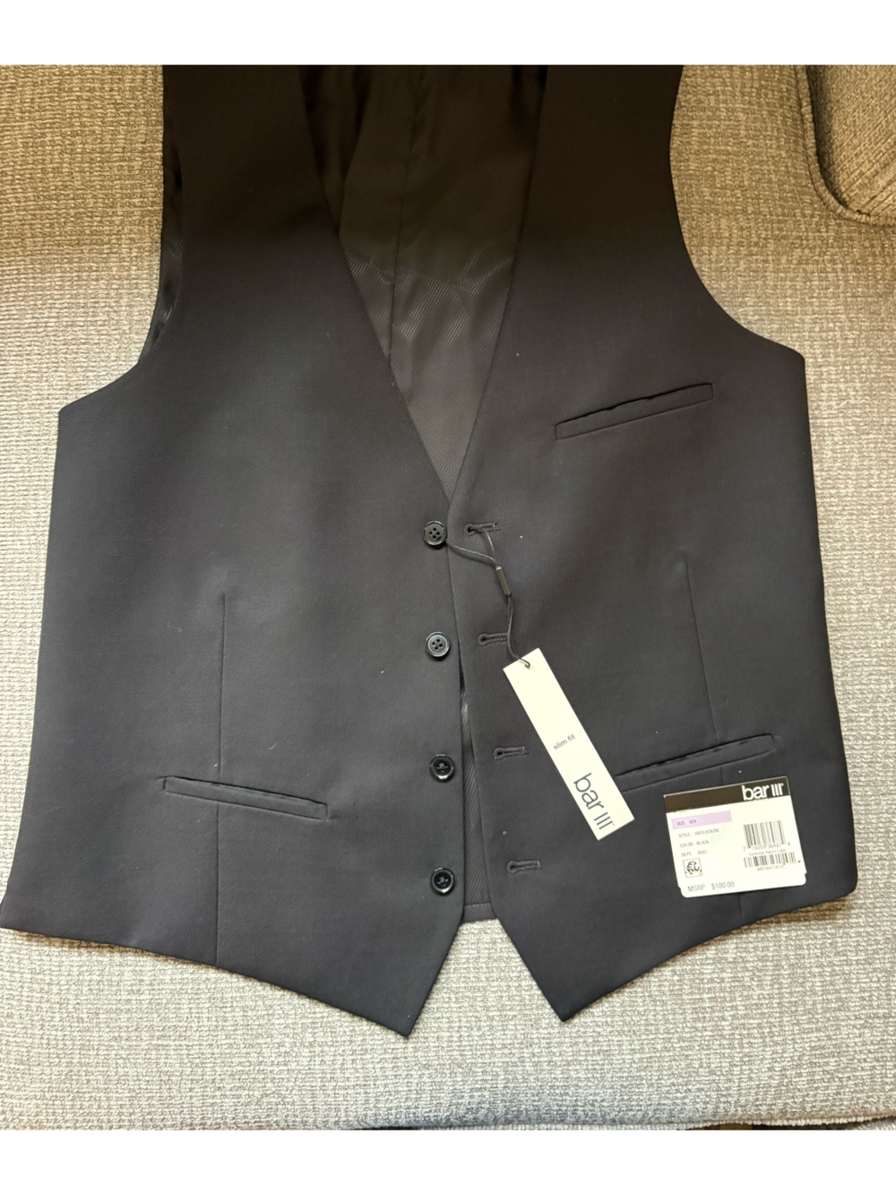 Bar III Men's Black Dress Vest with Button Front